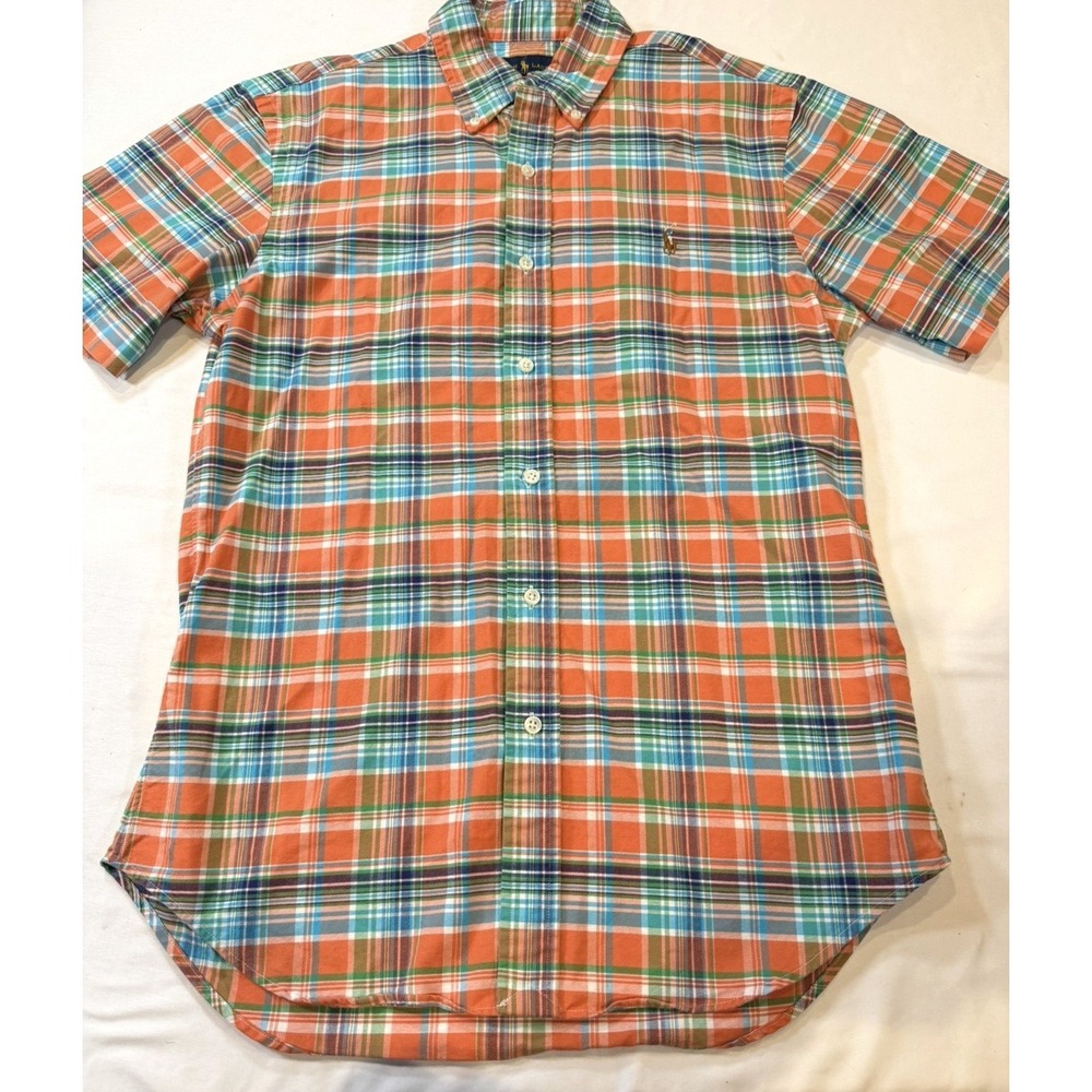 Ralph Lauren Mens Medium Plaid Slim Fit Short Sleeve Button Down Shirt - Picture 2 of 6